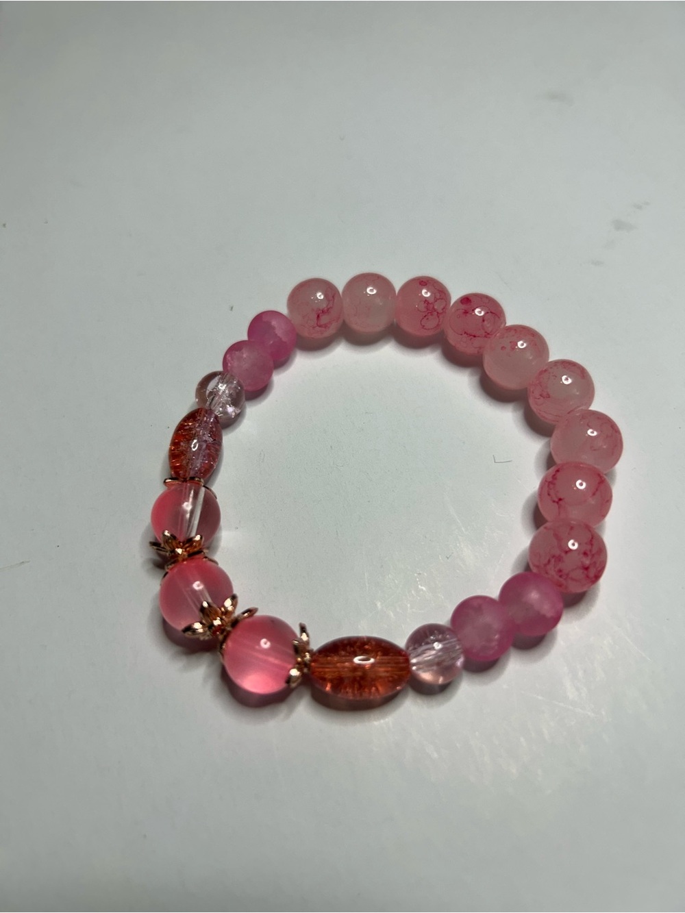 Pink Beaded Stretch Bracelet - Elegant Women's Jewelry